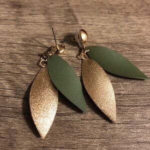 Green and gold earrings.